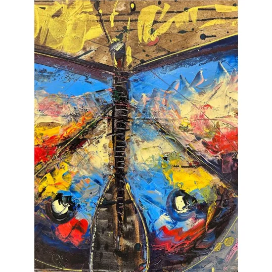 Kelebeğin Zarif Esintisi Yağlı Boya Tablosu