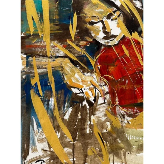 Keman Çalan Yağlı Boya Tablosu