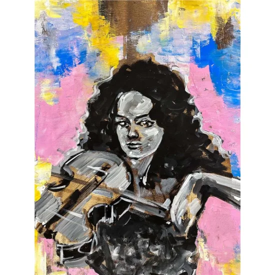 Kemancı Kadın Yağlı Boya Tablosu