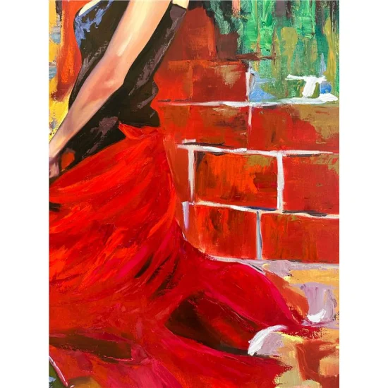 Woman in Red Oil Painting