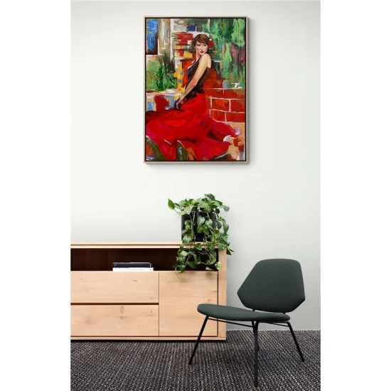 Woman in Red Oil Painting