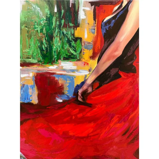 Woman in Red Oil Painting