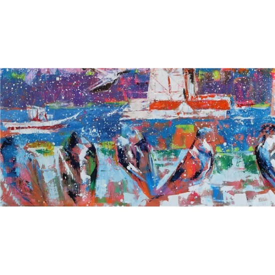 Kız Kulesi Aşığı Kuşlar Yağlı Boya Tablosu