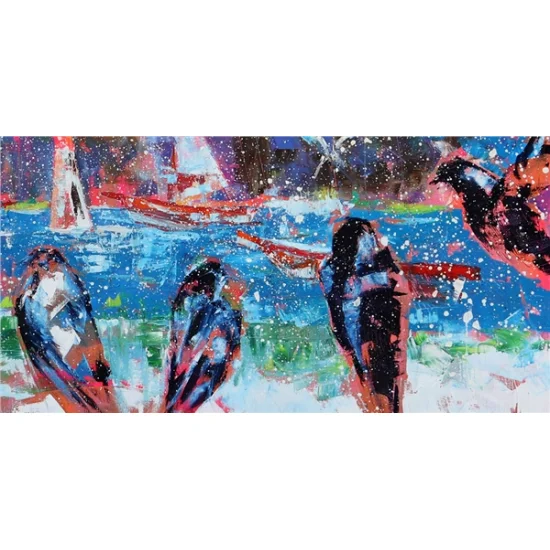 Kız Kulesi Aşığı Kuşlar Yağlı Boya Tablosu