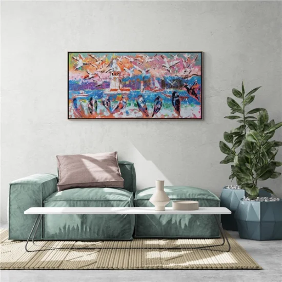 Kız Kulesi Aşığı Kuşlar Yağlı Boya Tablosu