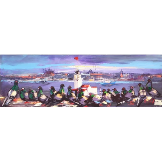 Pigeon in Front of the Maidens Tower Oil Painting