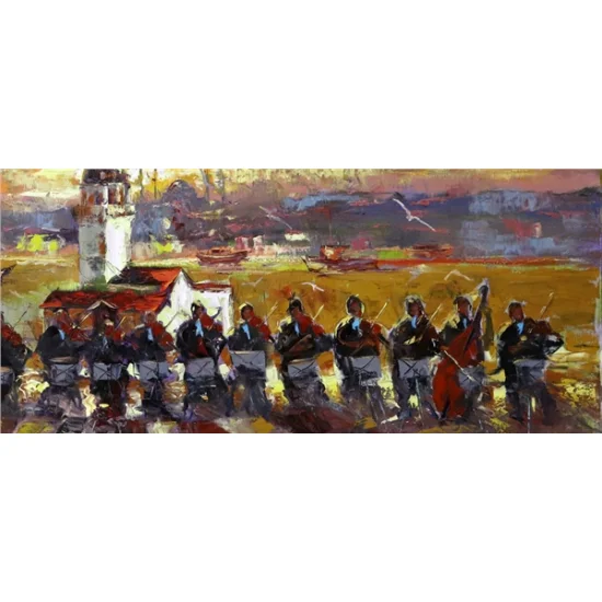 Kız Kulesi Orkestrası Yağlı Boya Tablosu