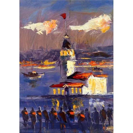 Kız Kulesi Senfonisi Yağlı Boya Tablosu