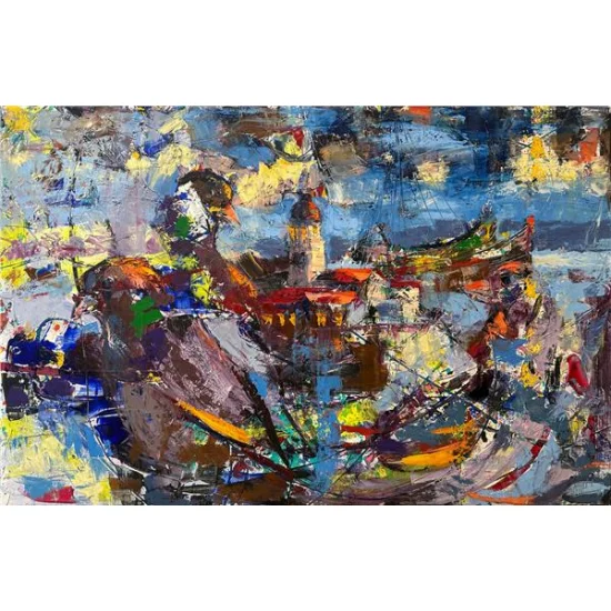 The Maidens Tower and Pigeons Oil Painting