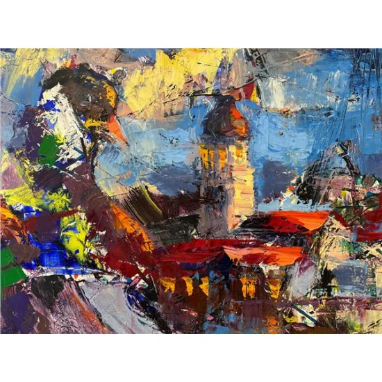 The Maidens Tower and Pigeons Oil Painting