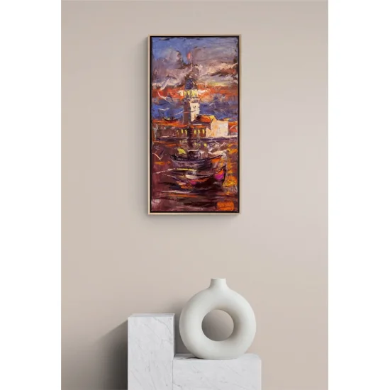 Kız Kulesi ve Tekneler Yağlı Boya Tablosu