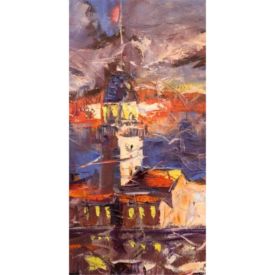 Kız Kulesi ve Tekneler Yağlı Boya Tablosu