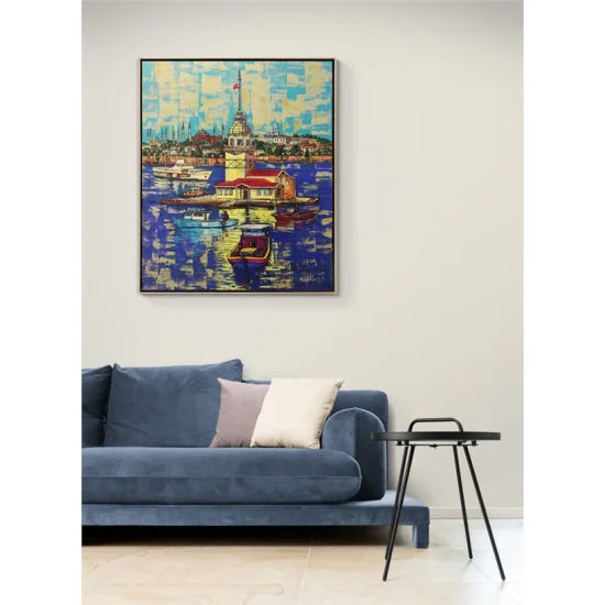 Kız Kulesi ve İstanbul Yarımadası Yağlı Boya Tablosu