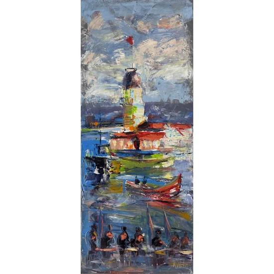 Infinite Blue Fairy Tale Oil Painting | Simurg Art Gallery