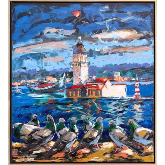 Tower Dancing with the Birds Oil Painting | Simurg Art Gallery