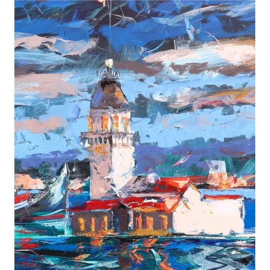 Tower Dancing with the Birds Oil Painting | Simurg Art Gallery