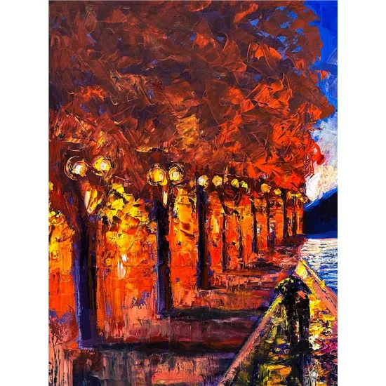 Red Blue Oil Painting