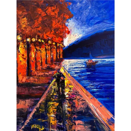 Red Blue Oil Painting