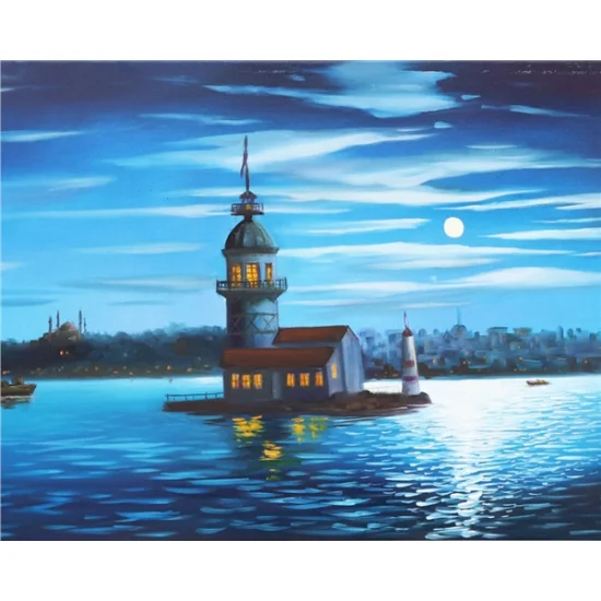 Mehtapta Kız Kulesi Yağlı Boya Tablosu