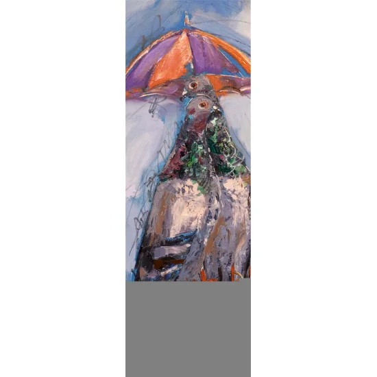 Yağmur Altında Güvercinler Yağlı Boya Tablosu