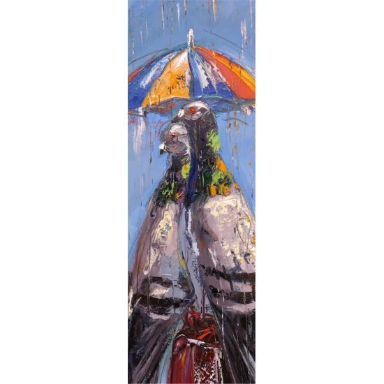 Pigeons Love in Rain Oil Painting