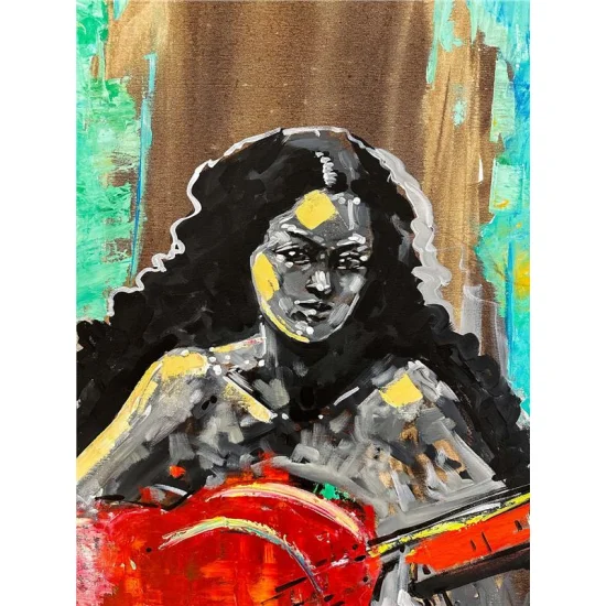 Gitaristin Duygusal Akorları Yağlı Boya Tablosu