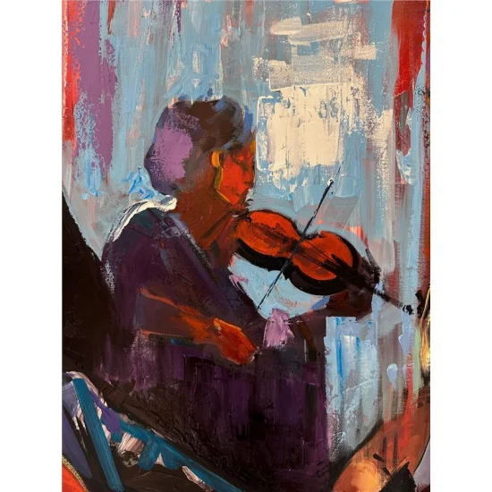 Çello ve Müziğin Ahengi Yağlı Boya Tablosu
