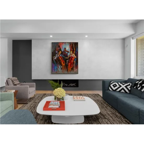 Çello ve Müziğin Ahengi Yağlı Boya Tablosu