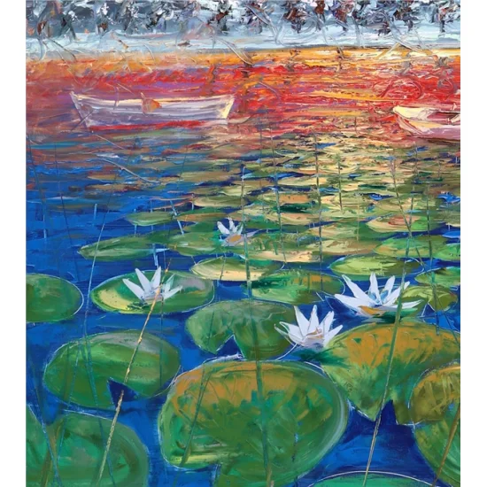 Su Güzeli Nilüferler Yağlı Boya Tablosu