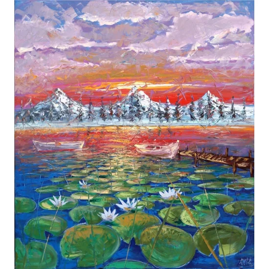 Su Güzeli Nilüferler Yağlı Boya Tablosu