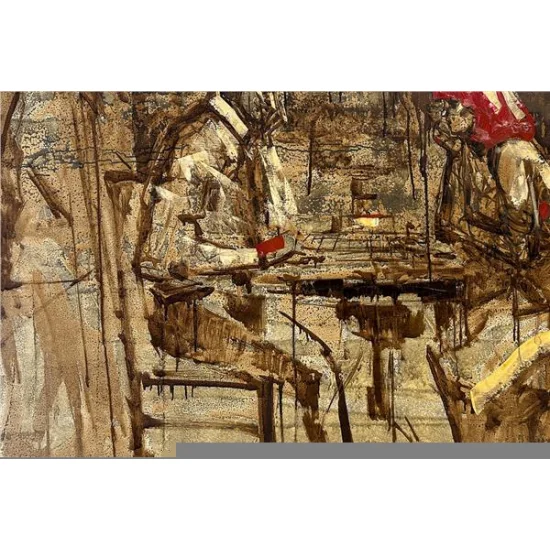 Masanın Gizemli Hikayesi Yağlı Boya Tablosu