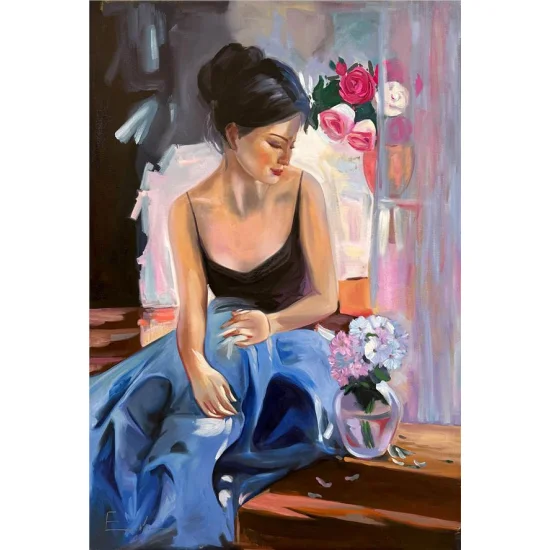 Pencere Önünde Yağlı Boya Tablosu