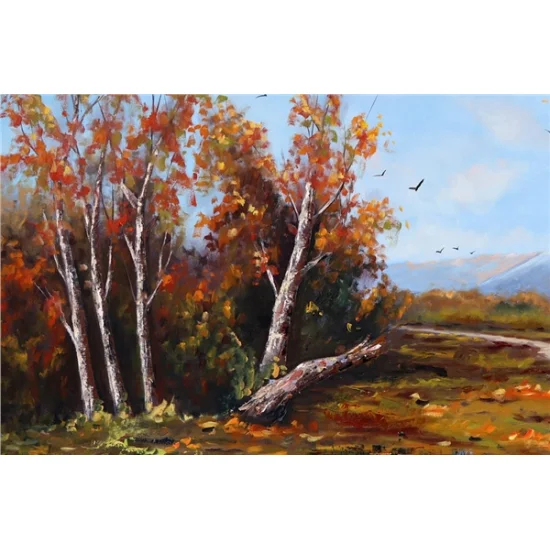 Ormanın Güz Yankısı Yağlı Boya Tablosu