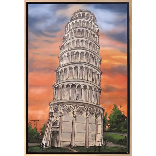 Pisa Kulesi Yağlı Boya Tablosu