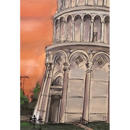 Pisa Kulesi Yağlı Boya Tablosu