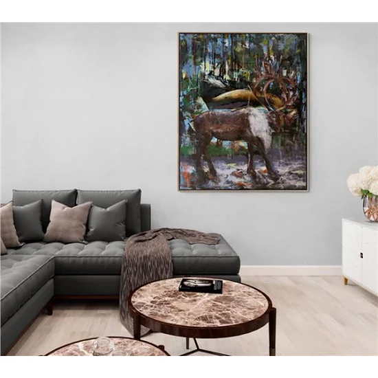Raindeer Oil Painting