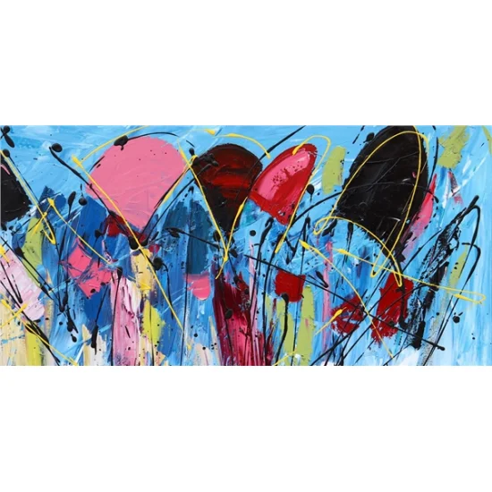 Traces of Colorful Abstract Oil Painting