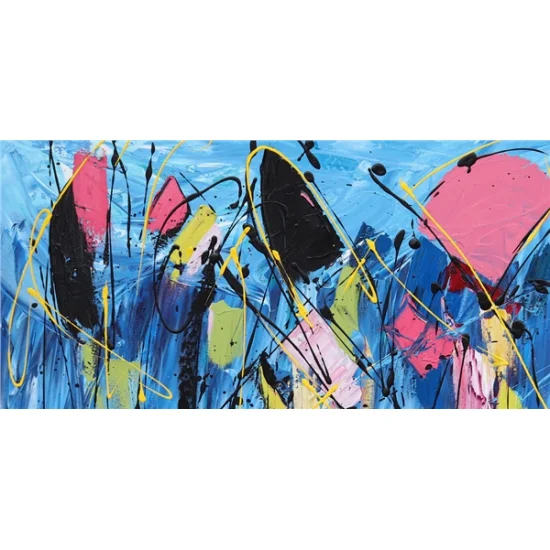 Traces of Colorful Abstract Oil Painting