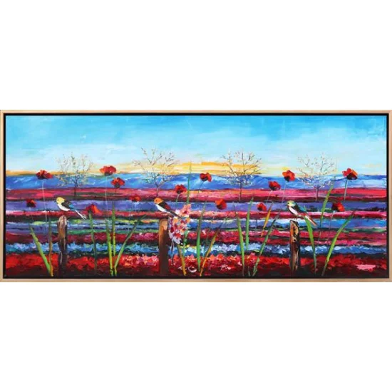 Renkli Gelincik Tarlası Yağlı Boya Tablosu