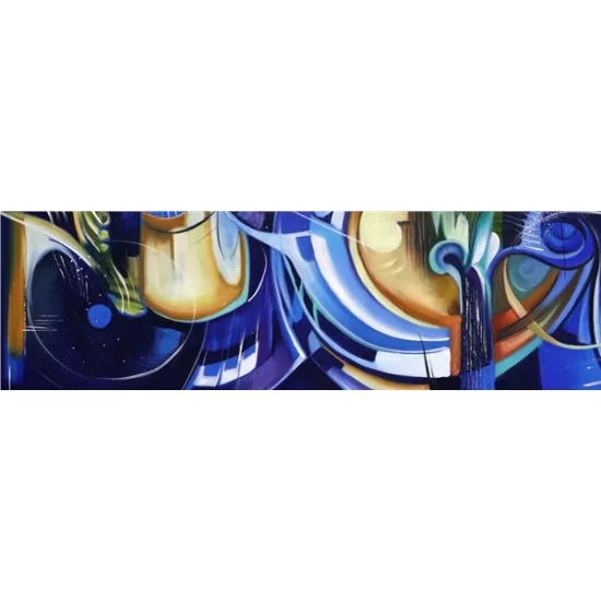 Abstract Dreams in Navy Blue Oil Painting