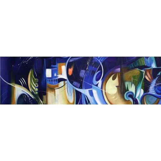 Abstract Dreams in Navy Blue Oil Painting