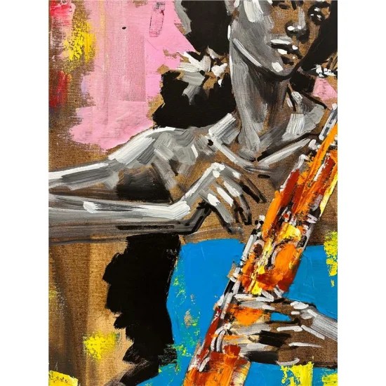 Saksofoncu Yağlı Boya Tablosu