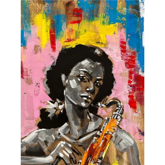 Saksofoncu Yağlı Boya Tablosu