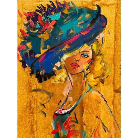 Şapkalı Kız Yağlı Boya Tablosu