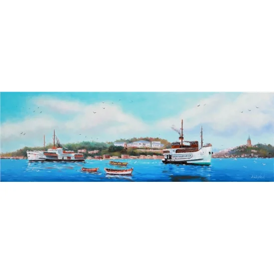 Şehir Hatları ve İstanbul Yağlı Boya Tablosu