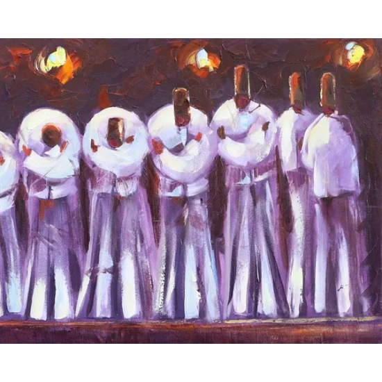 Saluting Whirling Dervishes Oil Painting | Simurg Art Gallery