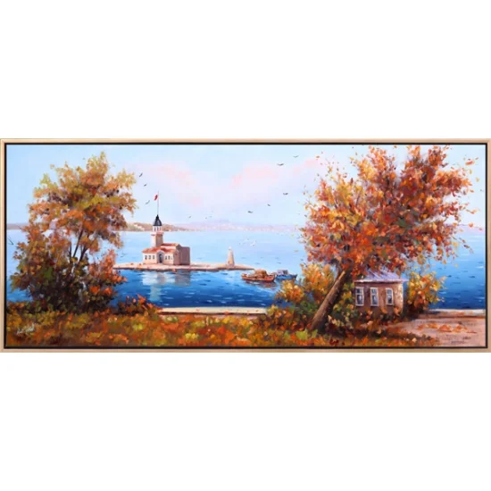 Kız Kulesi Sonbahar Renkleri Yağlı Boya Tablosu