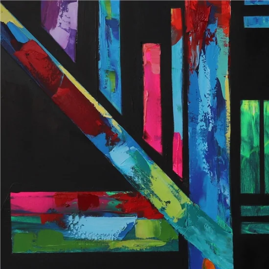 Abstract Colored Lines Oil Painting | Simurg Art Gallery