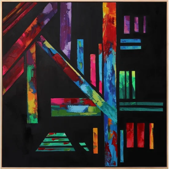 Abstract Colored Lines Oil Painting | Simurg Art Gallery