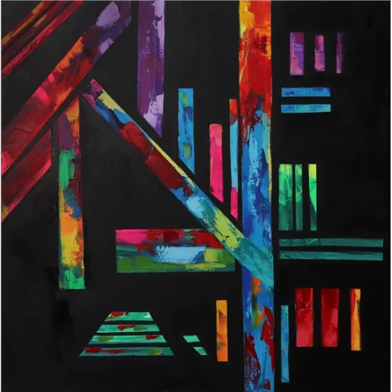 Abstract Colored Lines Oil Painting | Simurg Art Gallery